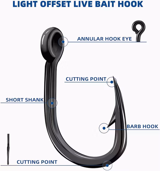 Hameçons de mer Cut Gorilla Big Game Hameçons d'appâts vivants Point de coupe Hameçons de pêche Hameçons en acier à haute teneur en carbone Hameçons extra tranchants pour eau douce et eau salée
